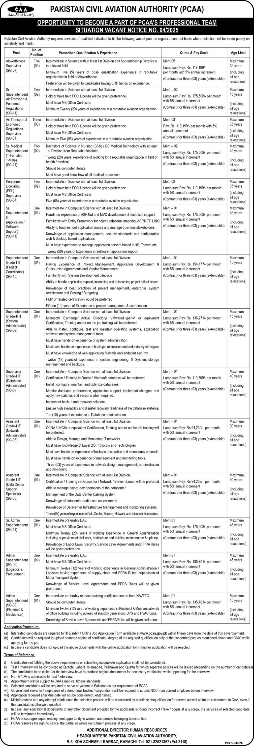 Jobs in Pakistan Civil Aviation Authority